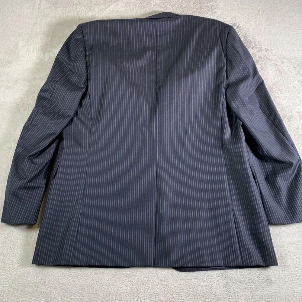 Hickey Freeman‎ Suit Jacket Mens 42R Blue Pinstripe Super 130s Wool Made USA